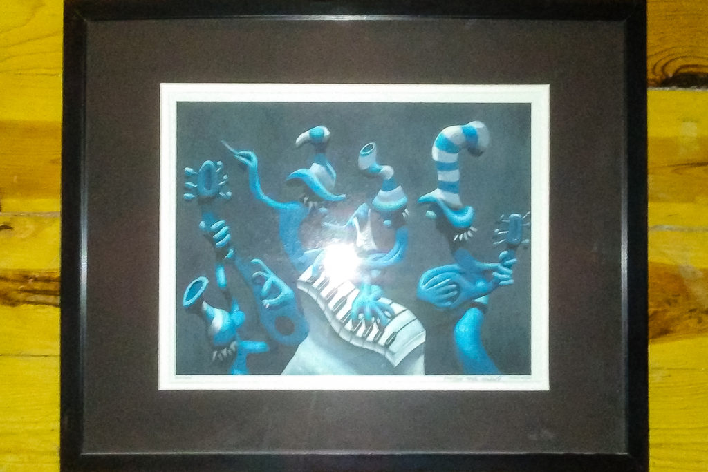 Melvin McGee original limited edition print of an oil painting titled "Blue Band"