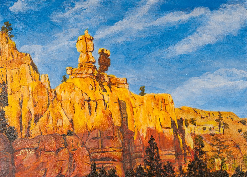 painting of Red Canyon called "Red Canyon Towers" by Irit Reed