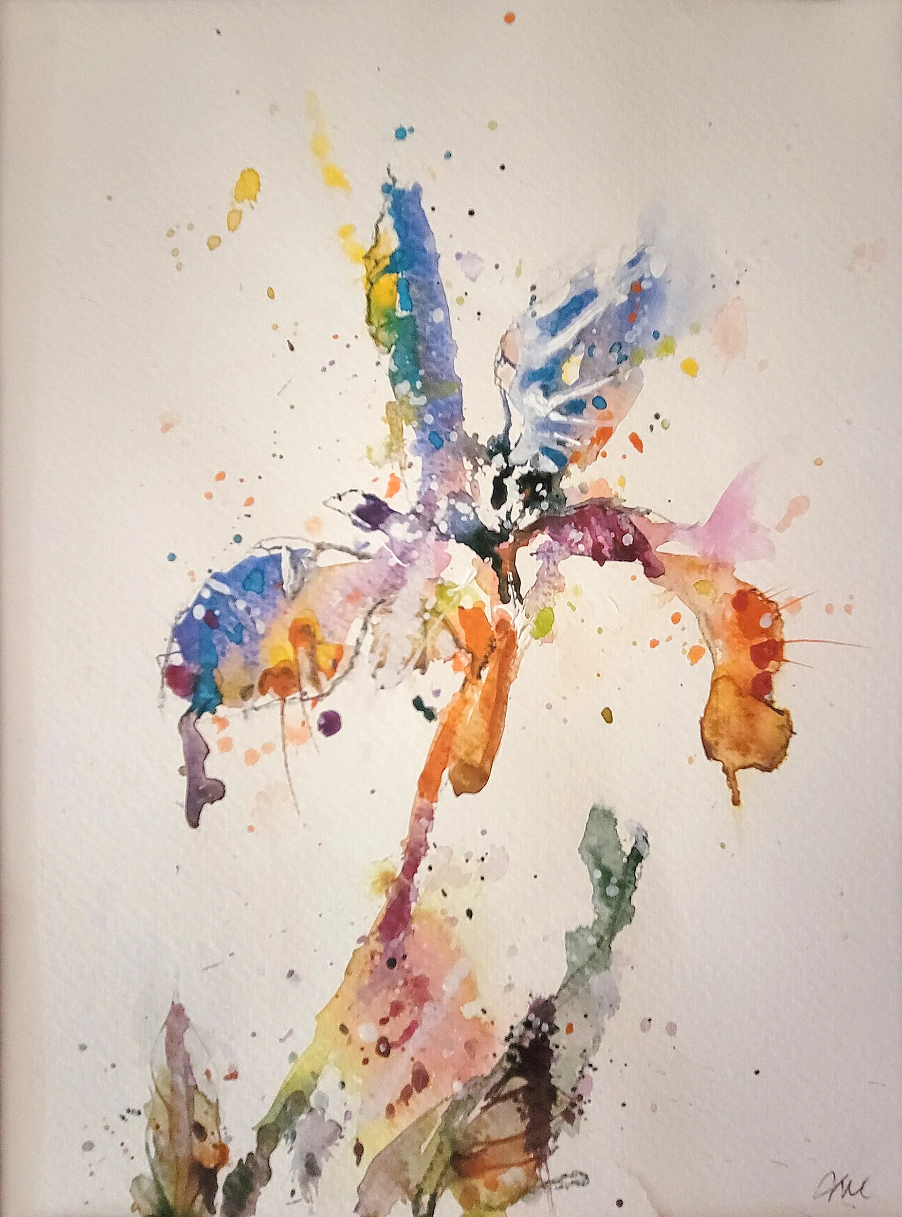 Photo of a watercolor painting of a abstract iris titled "Abstract Iris" by Kayla Moore